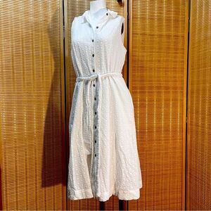 Anne Klein White Eyelet belted ALine Dress 16